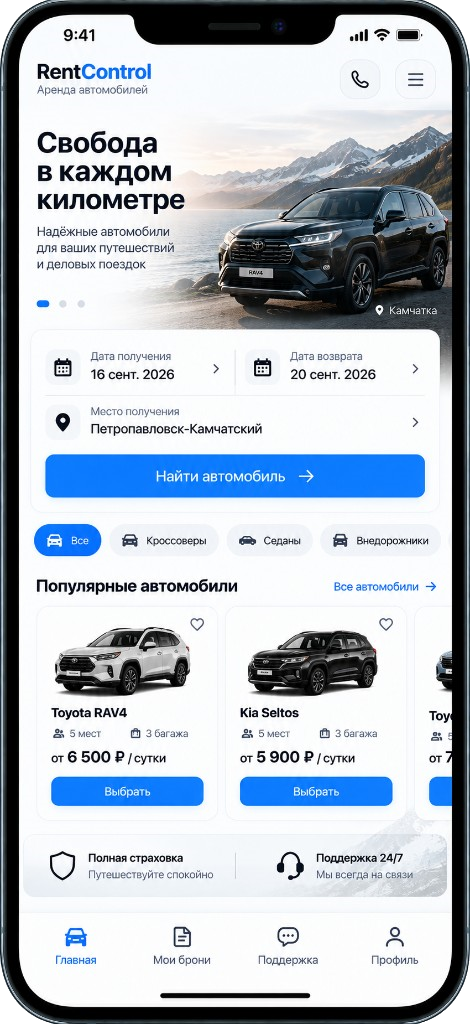 Концепт: Автопрокат, мобильный экран 2